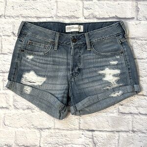 Abercrombie & Fitch Low Rise Boyfriend Short Distressed Denim Jean Shorts Size 2